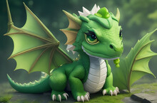 Cute Baby Green Dragon