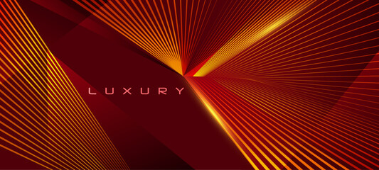 Wall Mural - Shining Red Golden geometric shape represents luxury brand's futuristic vision. Modern, geometric design with a touch of shine for a premium brand. Elegant and sophisticated shape for a luxury brand