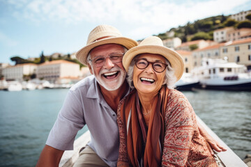 Wall Mural - A happy seniors couple in traveling . .