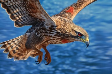 Poster - close-up of a hawk diving towards prey mid-flight