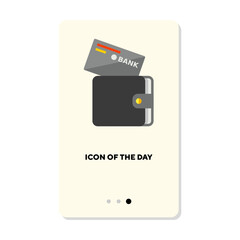 Poster - Credit card and wallet flat icon. Wallet isolated. Banking, finance, protection concept. Vector illustration symbol elements for web