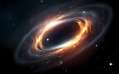 Wall Mural - Black hole in galaxy digital art scientists background