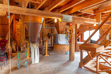 Interior Of Old Wooden Mill