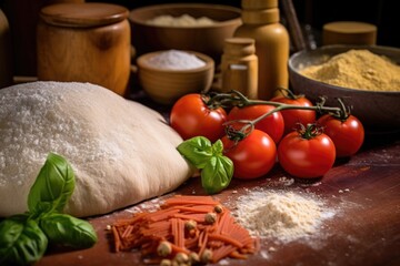 Sticker - close-up of freshly made pasta dough ball with ingredients