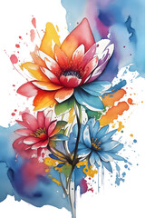 Wall Mural - watercolor splash art of beautiful flower on transparent background