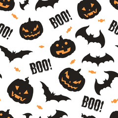 Canvas Print - Happy Halloween colorful seamless pattern