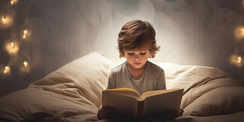 Wall Mural - A child reading a book.  