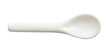 top view of little white ceramic spoon cutout on white background