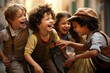 © xartproduction - Children play active games together. Generative AI