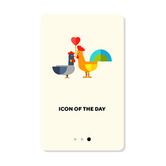 Sticker - Couple of rooster and hen on white background. Farm animals, poultry cartoon illustration. Wildlife and nature concept. Vector illustration symbol elements for web design and apps