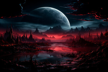 Wall Mural - full moon in the mountains