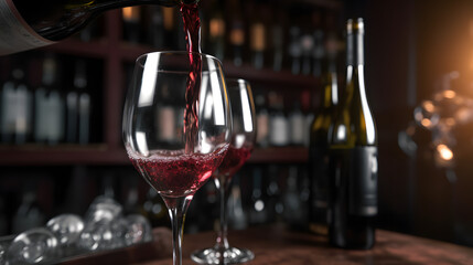 Red wine being poured into a glass