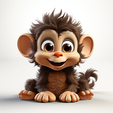 A Cute 3d Cartoon Monkey Animal