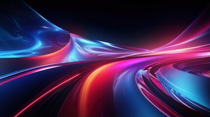 Wall Mural - abstract long exposure dynamic speed light trails in a tunnel. Generative ai