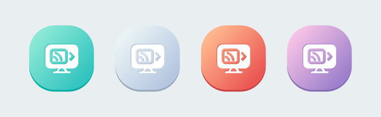 Poster - Screen mirroring solid icon in flat design style. Wireless display signs vector illustration.