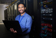 © Nina L/peopleimages.com - Man, data center and computer in programming portrait, server room coding and programming or cybersecurity. Business person on laptop and engineering network, gdpr software and backup or maintenance