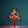 © Jasmina Stokic - Palm tree covered with Christmas light. Minimal tropical Christmas concept.