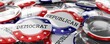 Democrats and republicans round badges - election concept - 3D illustration