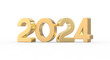 happy new year number 2024 gold 3d render
