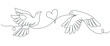 © senimanto - Two dove with heart line art style vector illustration