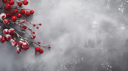 Poster - A bunch of red berries with snow on them