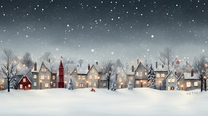 Wall Mural - A snowy scene with a town in the background