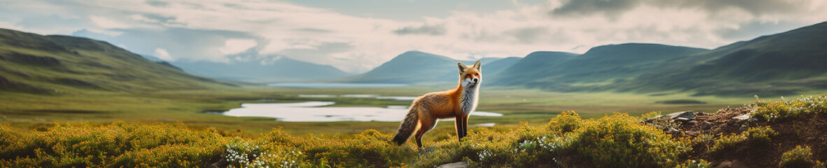 Wall Mural - A Banner Photo of a Fox in Nature