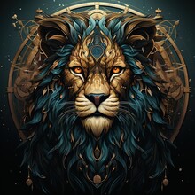 Leo Zodiac Sign Constellation Astrological Concept Background. Image Of The Zodiac Leo With Astrology Horoscopes Symbol