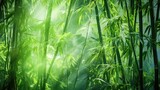 Fototapeta Fototapety do sypialni na Twoją ścianę - The green bamboo is swaying in the wind, hidden exposure method. Generative AI