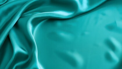 silk background. Beautiful light green blue silk satin surface. Soft folds on shiny fabric. Luxury teal background.