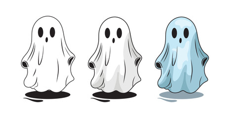 set of cute halloween ghosts illustration design, flat halloween ghosts