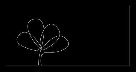 Wall Mural - continuous line drawing vector illustration with FULLY EDITABLE STROKE - of beautiful flower bouquet invitation floral card design on black background