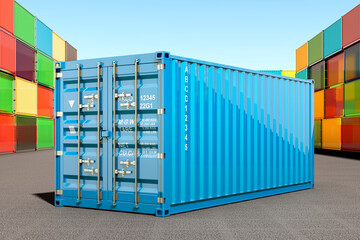 Poster - Cargo container in container port, 3D rendering