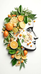 Wall Mural - Composition with citrus fruits, vitamins concept, generative AI.