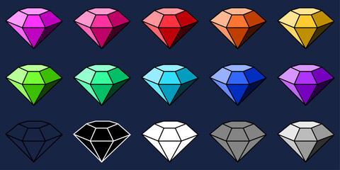 Leinwandbilder - Multi-colored gems, plus black, white, and gray options. Gemstones in all colors of the rainbow. A set of full brilliant cut.