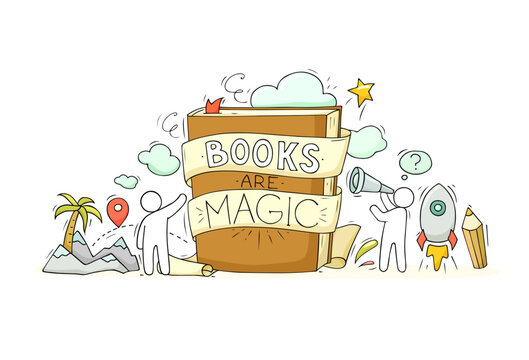 Wall Mural -  - Books are magic, poster for library, school store