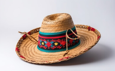 sombrero hat festively decorated for the holiday cinco de mayo on a white background