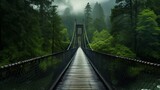 Fototapeta Sypialnia - A serene forest landscape with a picturesque bridge