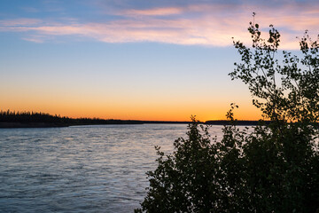 Wall Mural - Beautiful Sunset Over Mackenzie River, Northwest Territories, Canada