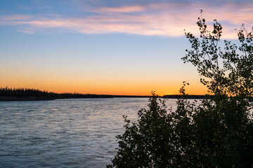 Poster - Beautiful Sunset Over Mackenzie River, Northwest Territories, Canada