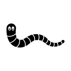 Worm icon. Black silhouette. Front side view. Vector simple flat graphic illustration. Isolated object on a white background. Isolate.