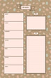 Weekly spread template suitable for planners, journals or printing. Week starts on Monday, each day has its own section. It has space to add pictures for inspiration and a list of To Do's.