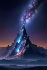 Wall Mural - highland landscape with night sky. ai generated illustration
