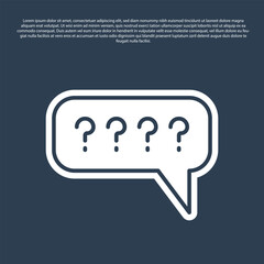 Fototapete - Blue line Speech bubbles with Question icon isolated on blue background. FAQ sign. Chat speech bubble and chart. Vector
