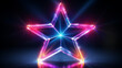 Neon bunter Stern mit Lichteffekten auf dunklem Hintergrund. Querformat. Generative Ai.