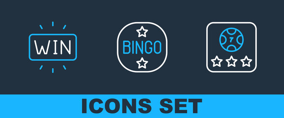 Poster - set line online poker table game, casino win and bingo icon. vector