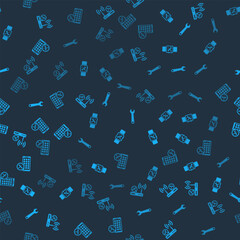 Poster - set router wi-fi service, smartwatch, wrench and mobile apps on seamless pattern. vector