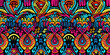 Trippy acid ethnic rainbow colors seamless pattern. Concept: Fluoro psychedelic tribal backdrops.