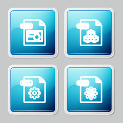 Canvas Print - Set line BMP file document, 3DS, DLL and MAX icon. Vector