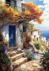 Wall Mural - Alleys of seaside Italian   town